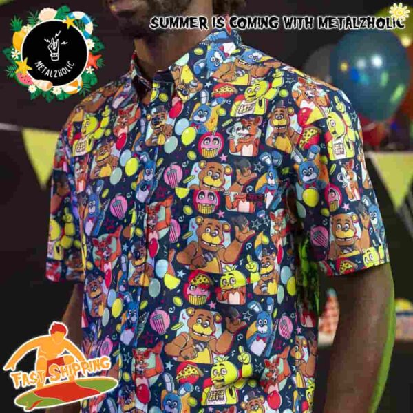 RSVLTS Summer Limited Five Nights At Freddy’s Fantasy And Fun Hawaiian Shirt And Beach Short