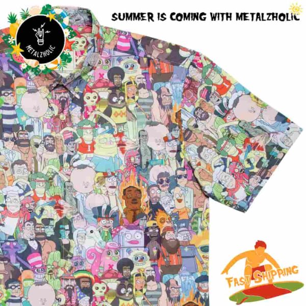 RSVLTS Summer Limited Rick And Morty Interdimensional Mashup Hawaiian Shirt And Beach Short