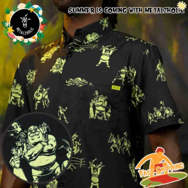 RSVLTS Summer Limited Shrek Ogre Fight Hawaiian Shirt And Beach Short