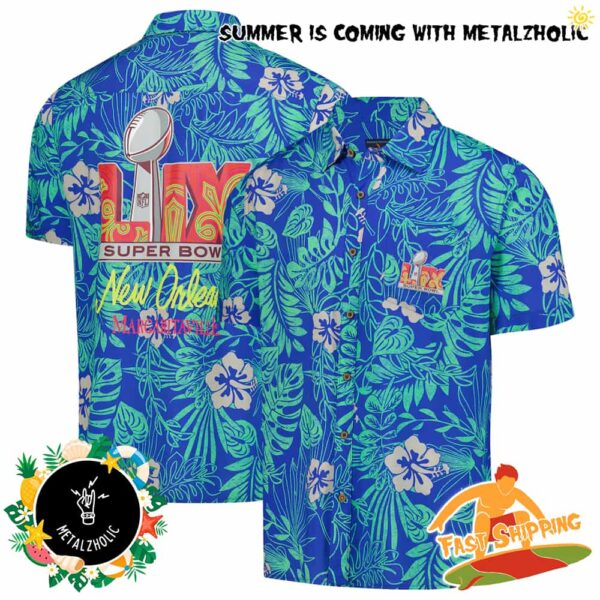 Super Bowl LIX Margaritaville Blue Bourbon Street Party Summer 2025 NFL Hawaiian Shirt And Beach Short