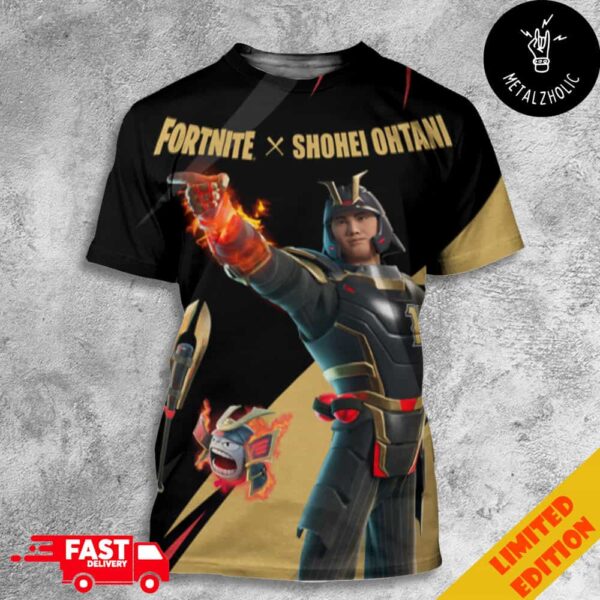 MLB Collaborations 2025 Fortnite x Shohei Ohtani Samurai Outfit Poster All Over Print T-Shirt