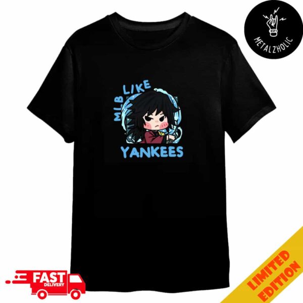 MLB x Demon Slayer Kimetsu no Yaiba Anime Tomioka Giyu New York Yankees Merchandise T-Shirt