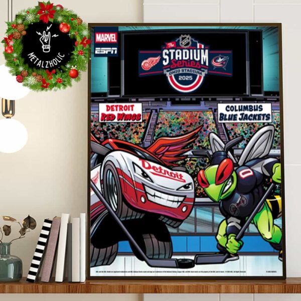 Marvel Studios x ESPN NHL The Stadium Series Ohio Stadium 2025 Detroit Red Wings vs Columbus Blue Jackets Artwork Poster Canvas