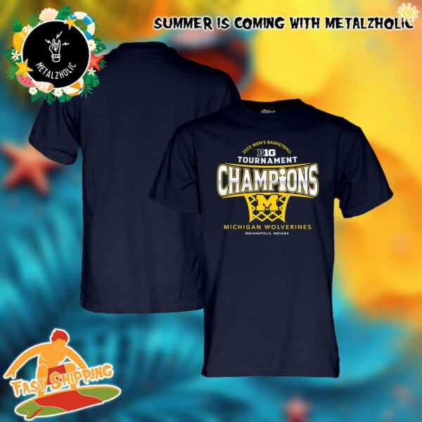 Michigan Wolverines Blue 84 2025 Big Ten Men’s Basketball Conference Tournament Champions Locker Room T-Shirt