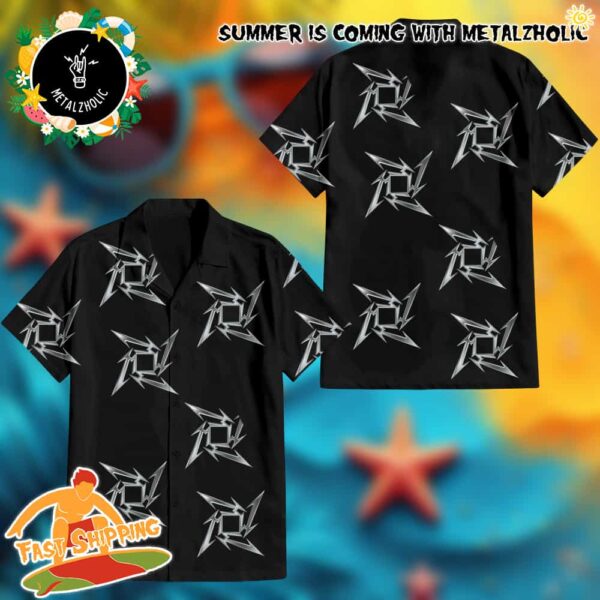 Ninja Star Metallica Logo Pattern Summer Collections Hawaiian Shirt And Beach Short Best Vacation Gift