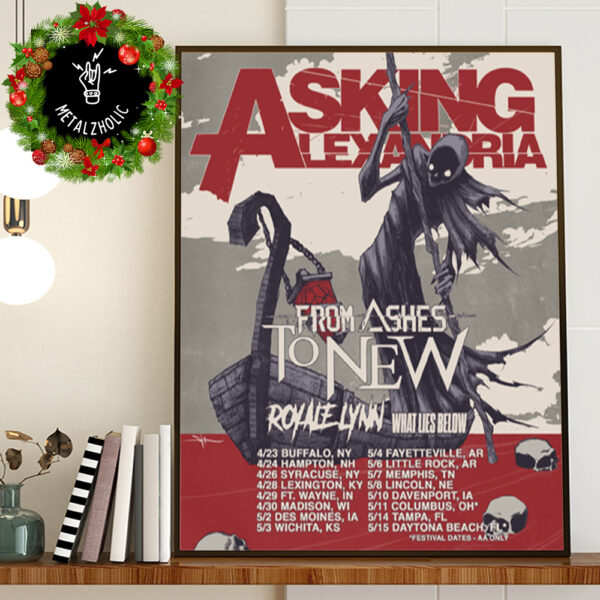 Asking Alexandria x From Ashes To New x Royale Lynn x What Lies Below 2025 Tour Dates Poster Canvas