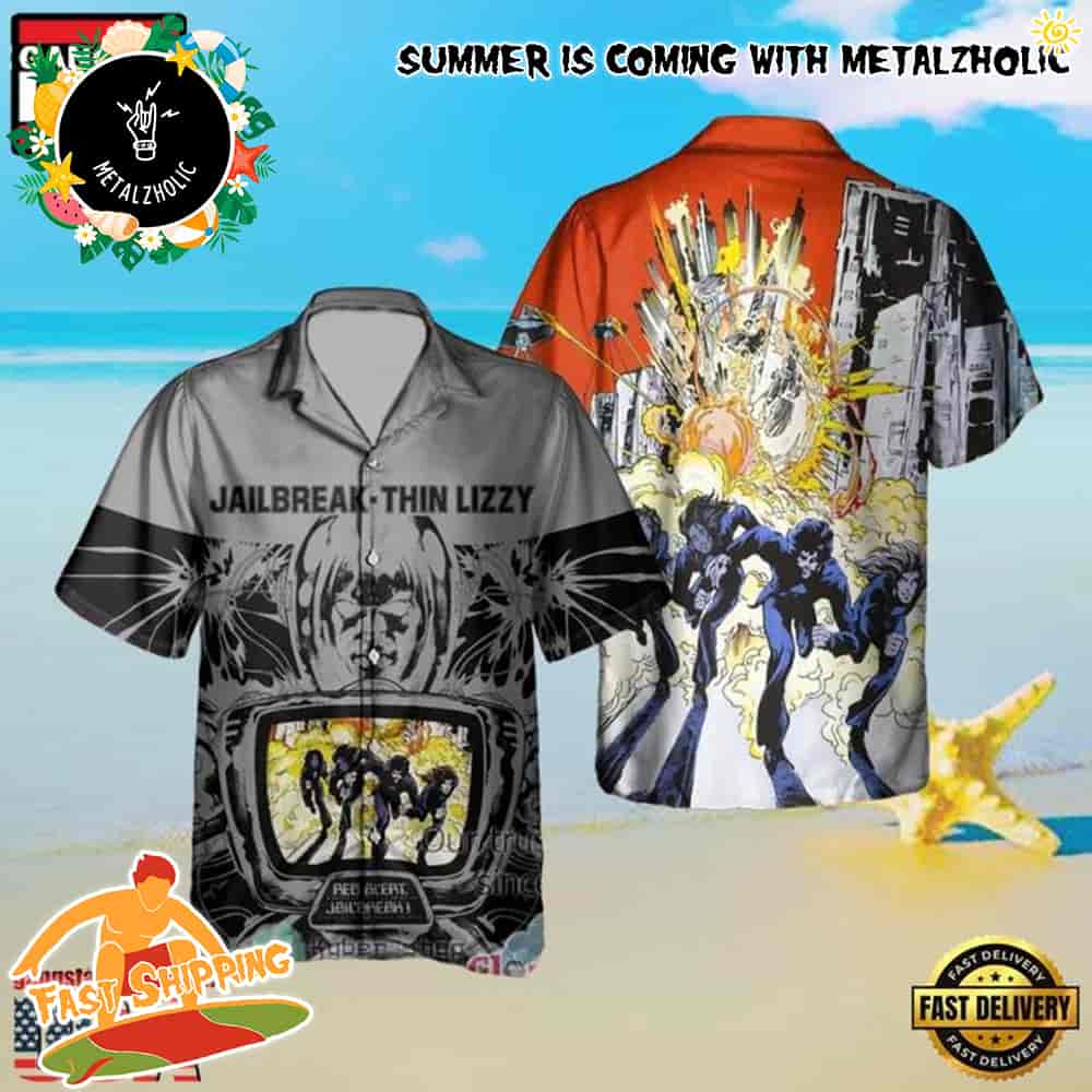 Thin Lizzy Rock Band Jailbreak Album Summer Hawaiian Shirt And Beach Short Thin Lizzy Rock Band Jailbreak Album Summer Hawaiian Shirt And Beach Short
